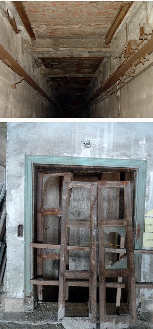 舊電梯是何種風貌，只能由殘留下來的構件拼湊出來。（照片由王文雯提供）.jpg